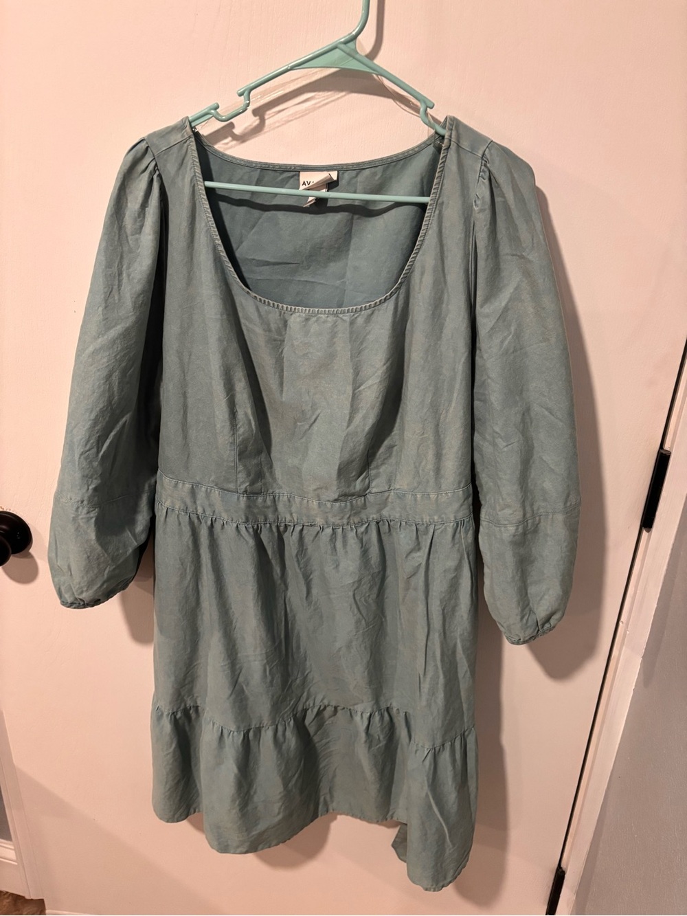 Ava & Viv Mist Green Scoop-Neck Tiered Mini Dress